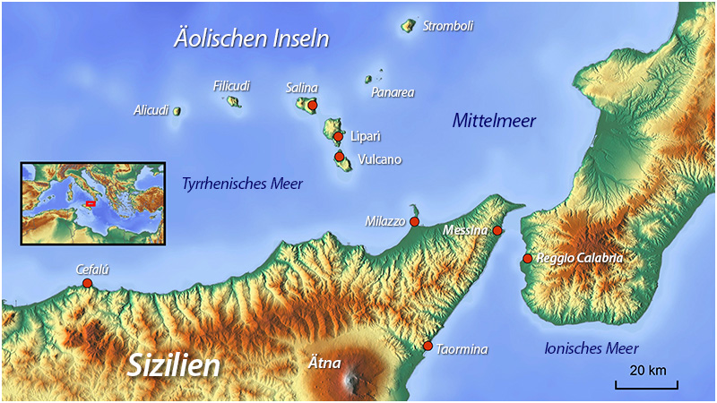 Landkarte Äolische Inseln