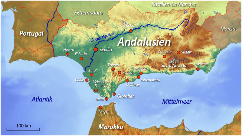 Landkarte Andalusien