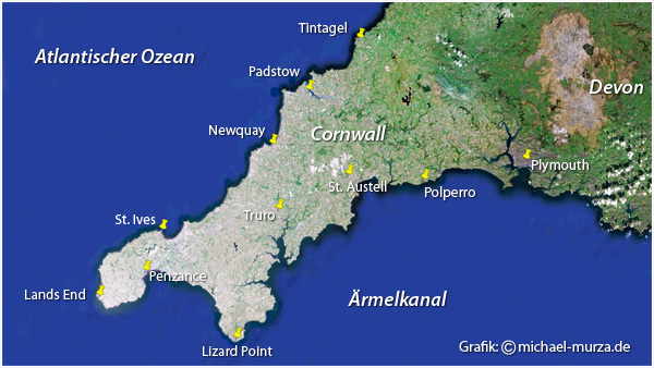 Landkarte Cornwall