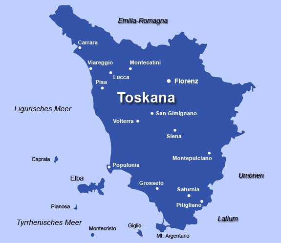 Landkarte Toskana